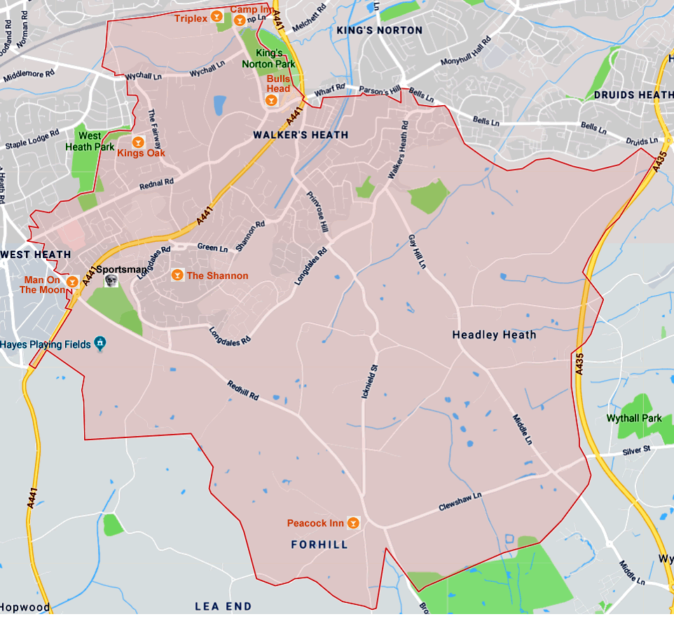 Birmingham B38 Kings Norton, Weatheroak Hill.