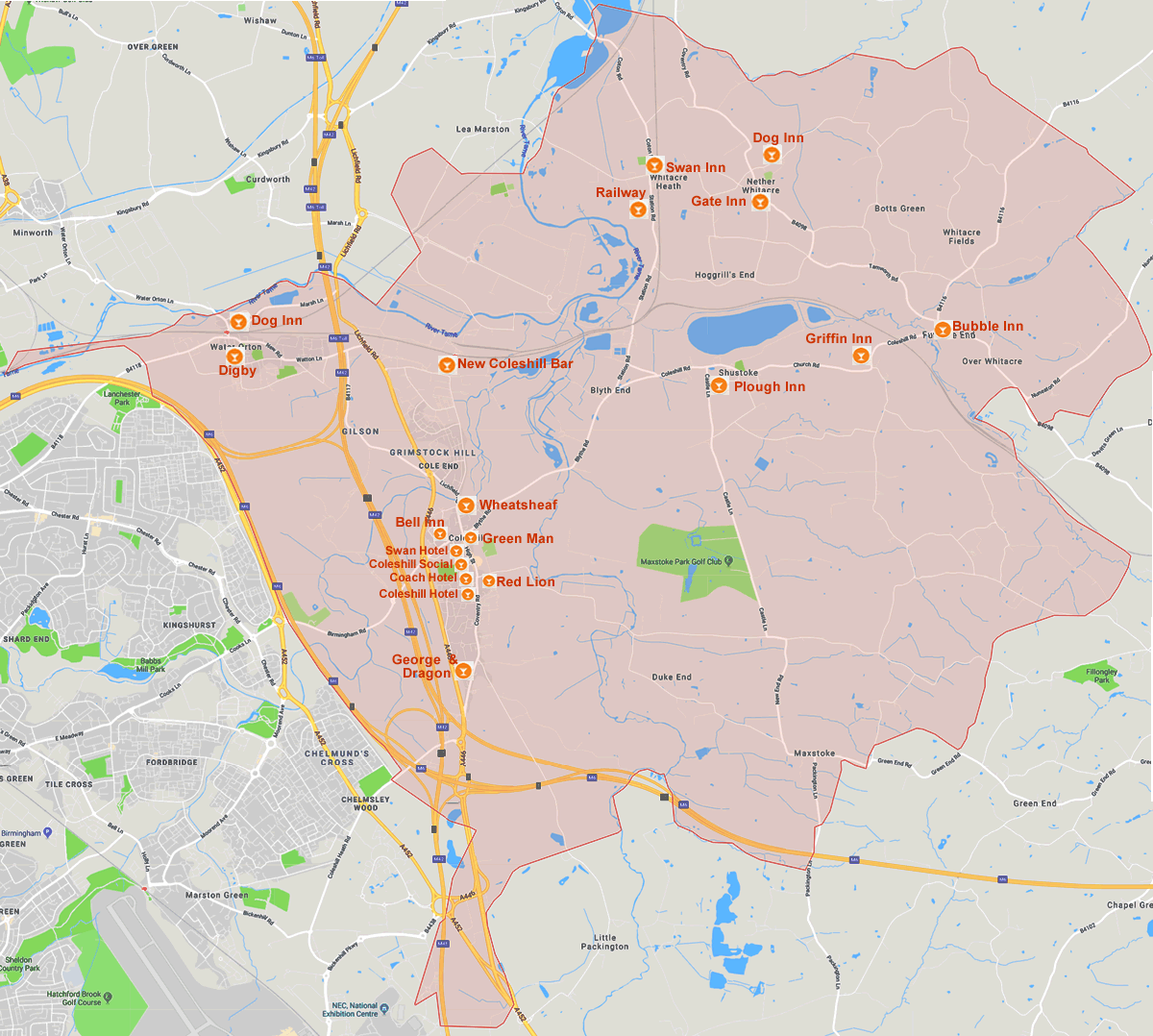 Birmingham B46 Coleshill, Furnace End, Nether Whitacre, Shustoke