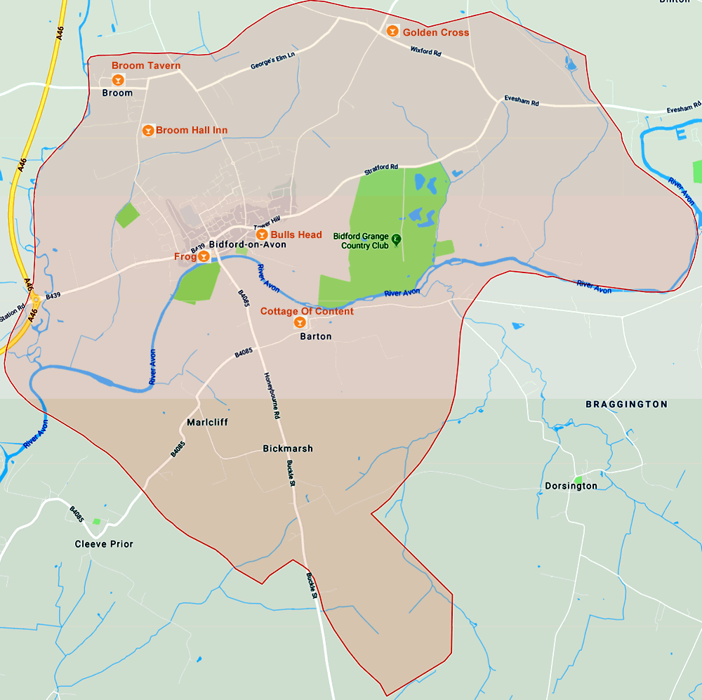 Birmingham B50 Ardens Grafton, Barton, BidfordOnAvon, Broom.