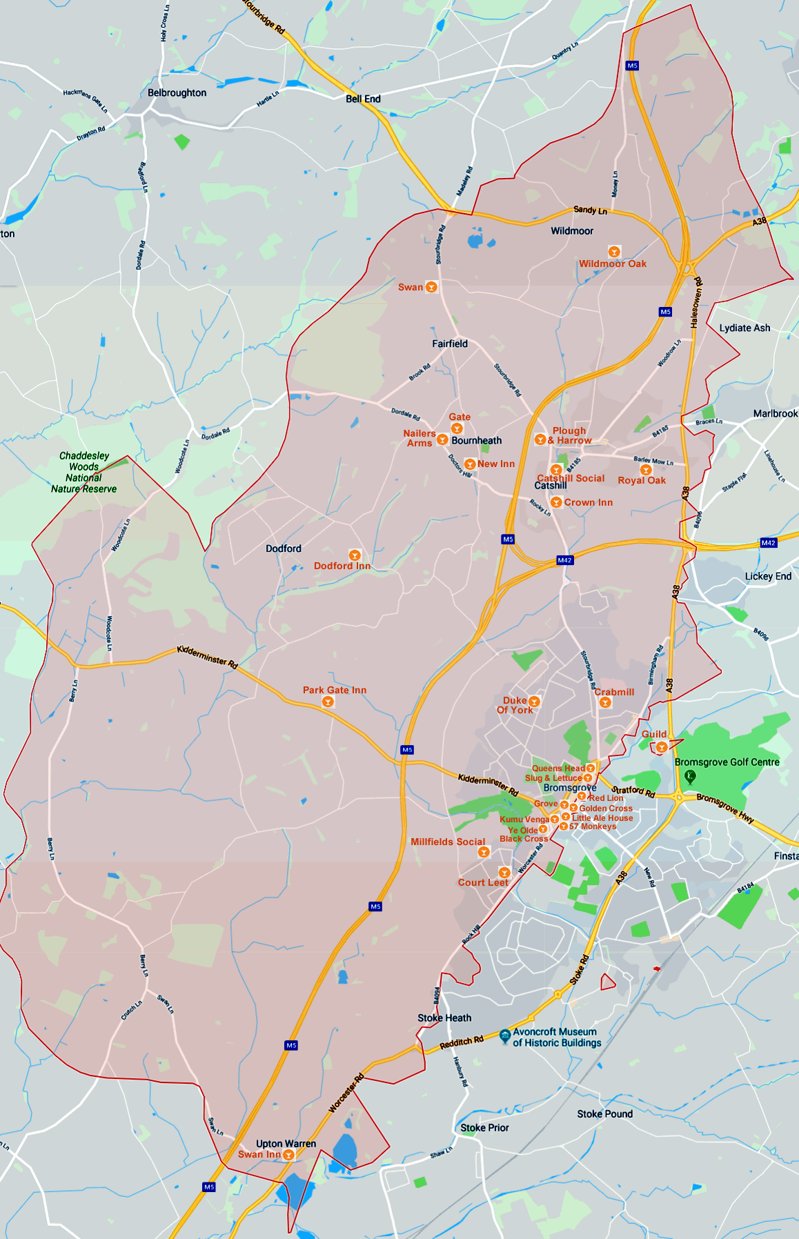 Birmingham B61 Bromsgrove, Bournheath, Catshill, Fairfield, Lickey End