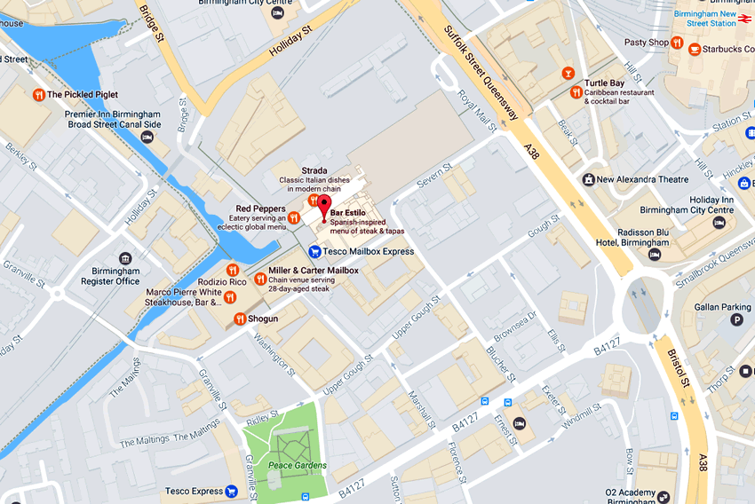 Bar Estilo	110-114 Wharfside Street, Birmingham, B1 1RF