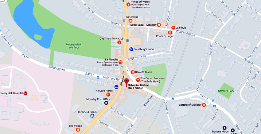 Bohemian	Salisbury House, Alcester Road, Moseley, B13 8JE