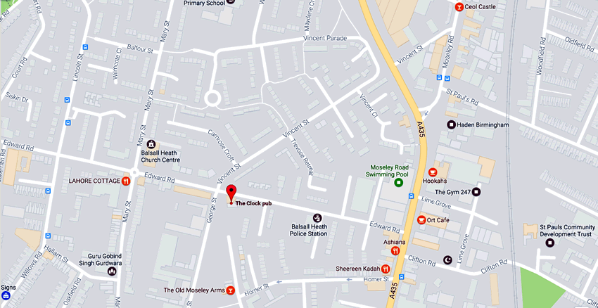 Clock	96 Edward Road, Balsall Heath, B12 9LR