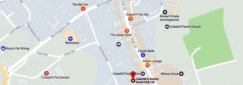 Coleshill Social Club	Ivy Lodge, Parkfield Road, Coleshill, Birmingham B46 3LD