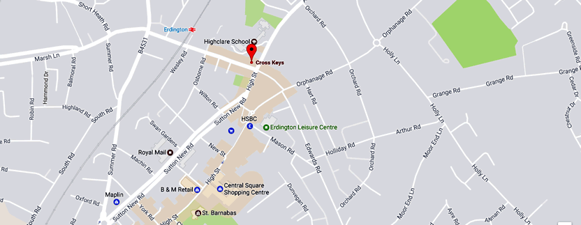 Cross Keys	15 High Street, Erdington, B23 6RG 
