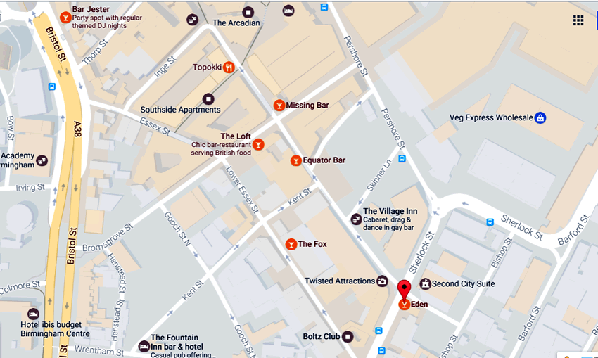 Eden Bar	116, Sherlock Street, Birmingham, B5 6NB