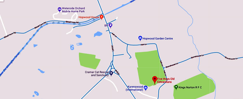 Five Ways Old Edwardians Sports Club	Ash Lane, Hopwood, B48 7BD