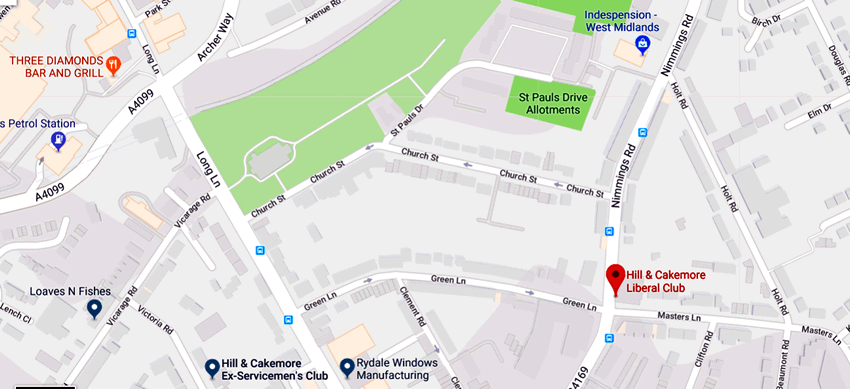 Hill & Cakemore Liberal Club	87 Nimmings Road, Halesowen, B62 9JG