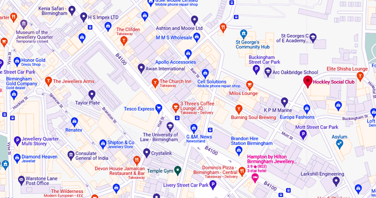 Hockley Social Club	60 Hampton Street, Birmingham, B19 3LU