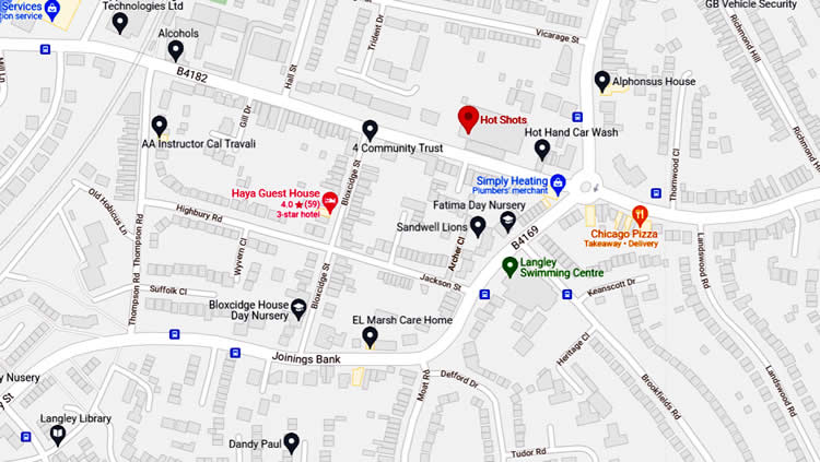 Hot Shots	100 Crosswells Road, Oldbury, B68 8HH 