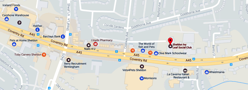 Ivy Leaf Social Club	2296 Coventry Road, Sheldon, B26 3JR