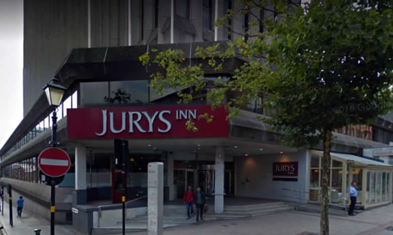 Jurys Inn	245 Broad St, Birmingham, B1 2HQ