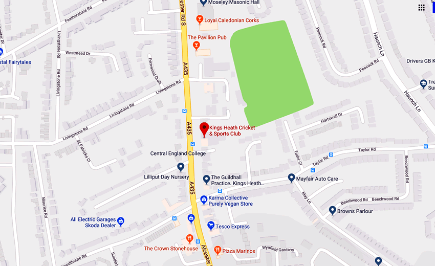 Kings Heath Cricket & Sports Club	247 Alcester Rd South, Kings Heath, B14 6DT