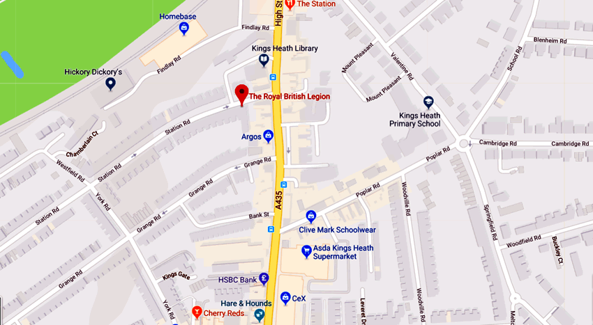 Kings Heath Royal British Legion Club	25 Station Road, Kings Heath, B14 7SR
