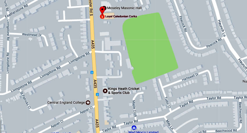 Loyal Caledonian Corks Social Club	225 Alcester Road South, Kings Heath, B14 6DT