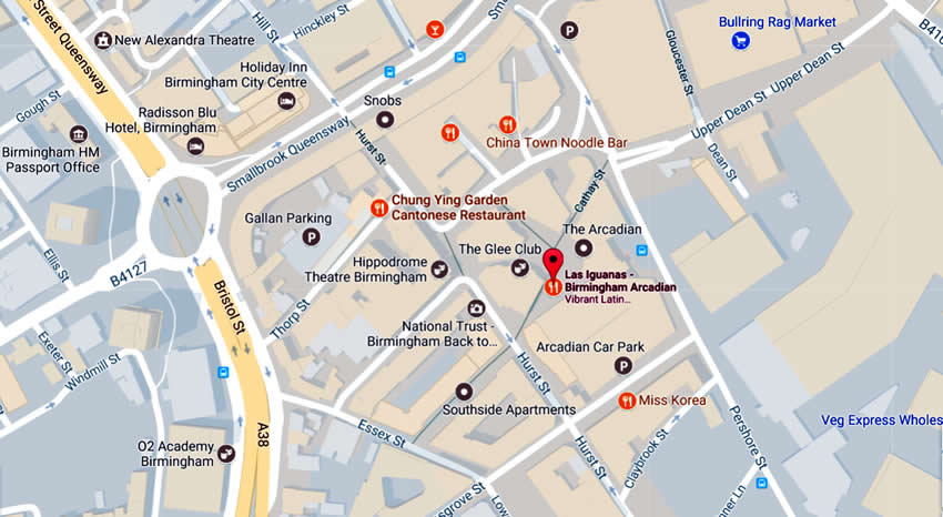 Las Iguanas	Arcadian Centre, Hurst Street, Birmingham, B5 4TD
