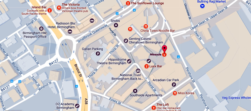 Missoula	Arcadian Centre, Hurst Street, Birmingham, B5 4TD