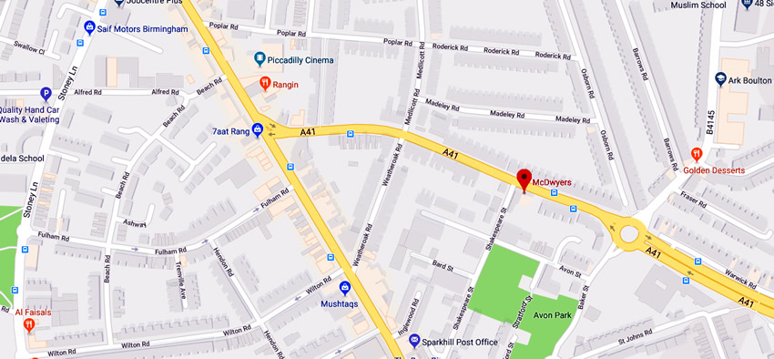 McDwyer's	79 Warwick Road, Sparkhill, B11 4RD