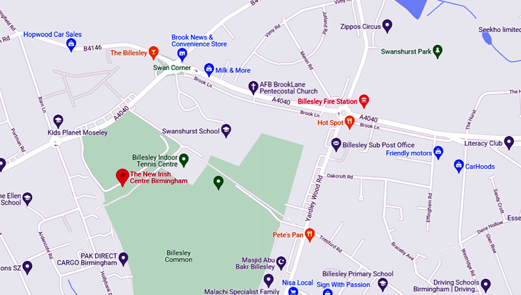 New Irish Centre	205 Wheelers Lane, Kings Heath, B13 0ST