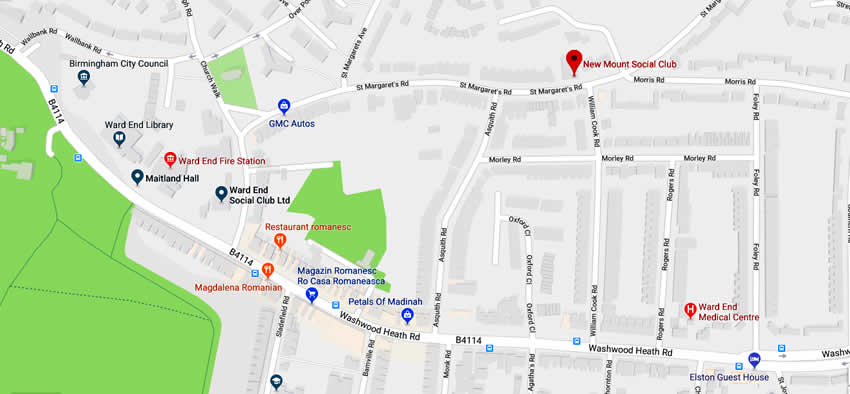 New Mount Social Club	214 St Margarets Road, Ward End, B8 2BG