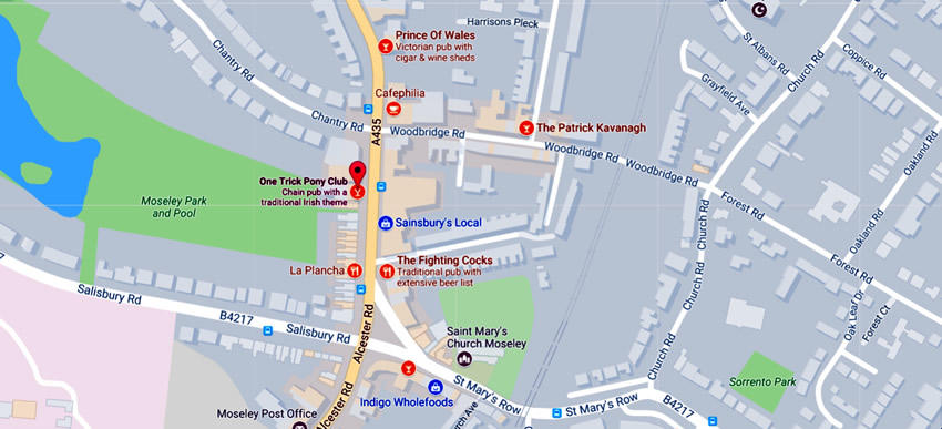 One Trick Pony Club	93 Alcester Road, Moseley, B13 8DD 