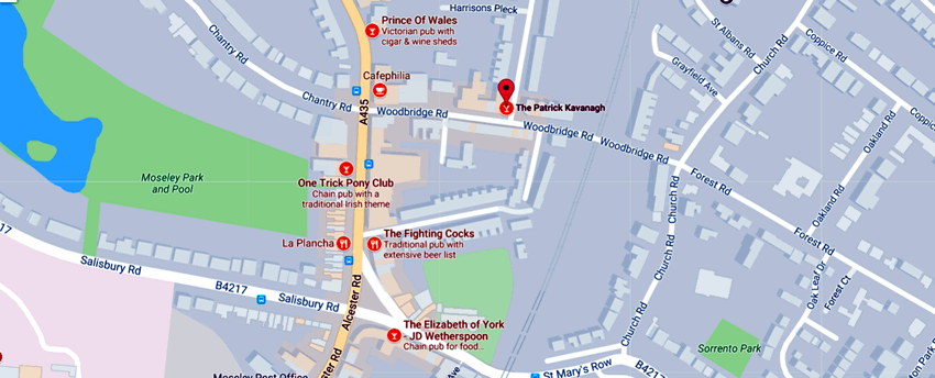 Patrick Kavanagh	142 Trafalgar Road, Moseley, B13 8BX