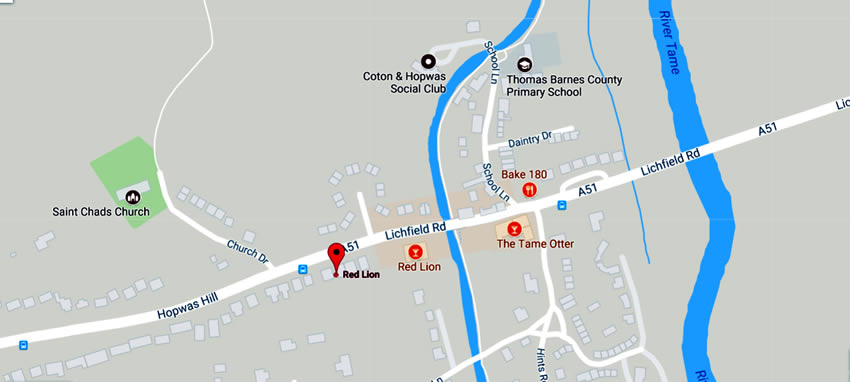 Red Lion	Lichfield Road, Hopwas, B78 3AF