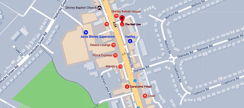 Red Lion	171 Stratford Road, Shirley, B90 3AX