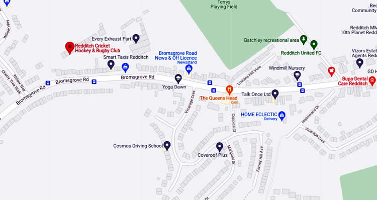 Redditch Cricket Hockey and Rugby Football Club	Bromsgrove Road, Redditch, B97 4SP