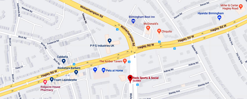 Reds Sports & Social Club	47 Wolverhampton Road South, Quinton, B32 2AY
