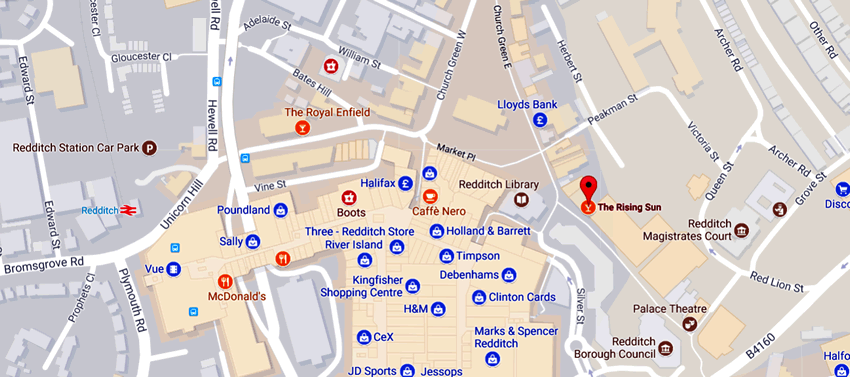 Rising Sun	4 Alcester Street, Redditch, B98 8AE