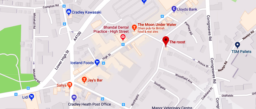 Roost	39 Prince Street, Cradley Heath, B64 6BD