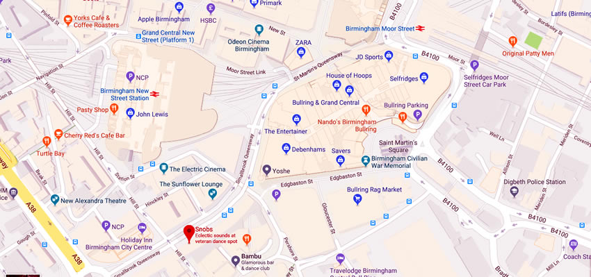Snobs	51 Smallbrook Queensway, Birmingham, B5 4HX