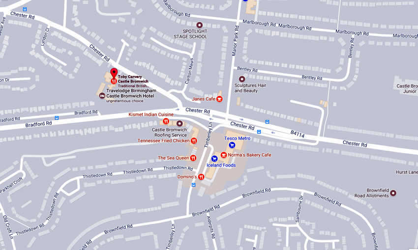 Toby Carvery	Chester Road, Castle Bromwich, B36 0AG