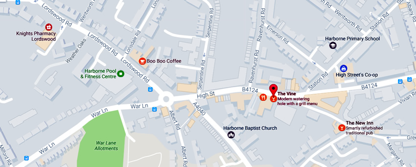 Vine	310 High Street, Harborne, B17 9PU 