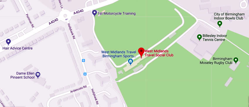 West Midlands Travel Birmingham Sports and Social Club	205 Wheeler's Lane, Billesley, B13 0ST